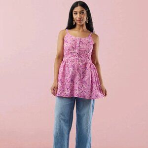 Pink Printed Short Top for Trendy Outfits | Muvvas Boutique